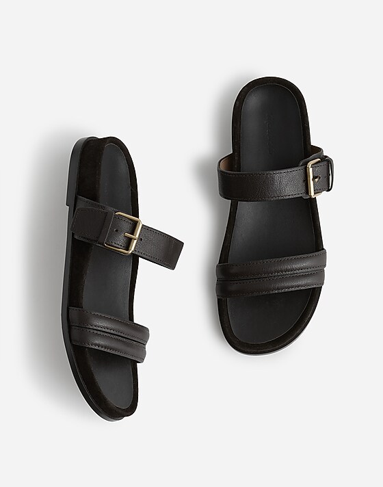 Madewell The Dara Double-Strap Slide Sandal Dark Carob