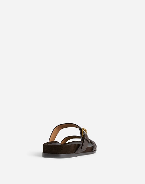 Madewell The Dara Double-Strap Slide Sandal Dark Carob