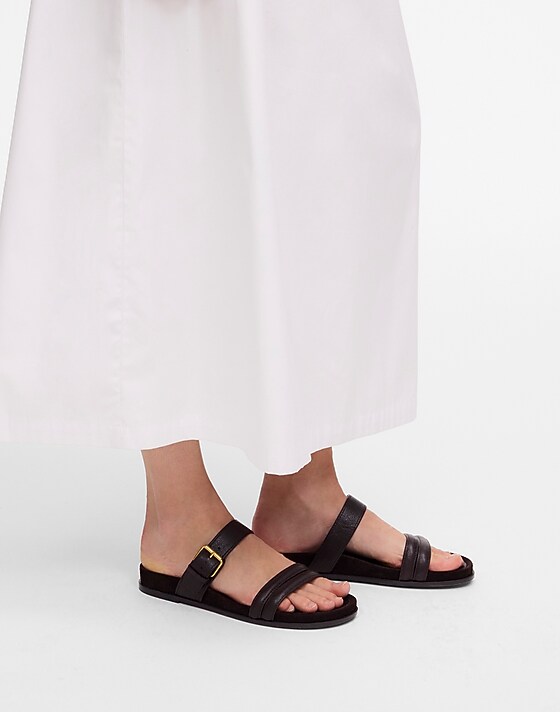 Madewell The Dara Double-Strap Slide Sandal Dark Carob
