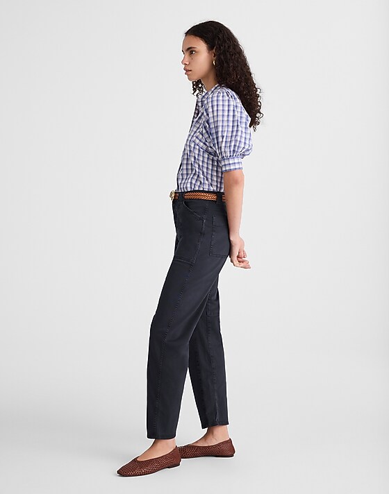 Madewell The Darted Barrel-Leg Utility Pant Dark Navy