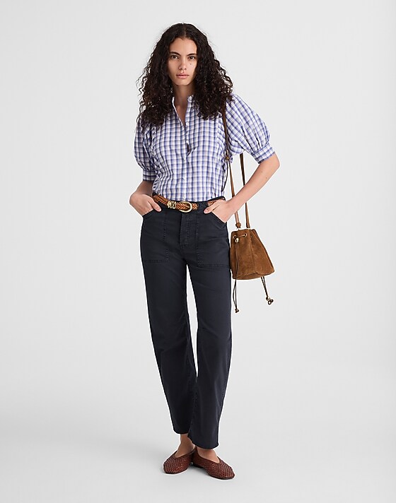 madewell The Darted Barrel-Leg Utility Pant dark navy