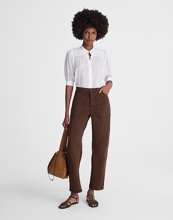 madewell The Darted Barrel-Leg Utility Pant roasted chicory