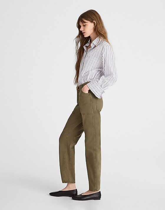 Madewell The Darted Barrel-Leg Utility Pant Safari Khaki