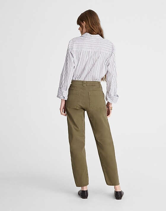 Madewell The Darted Barrel-Leg Utility Pant Safari Khaki