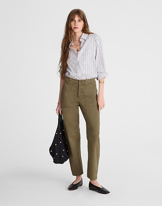 madewell The Darted Barrel-Leg Utility Pant safari khaki