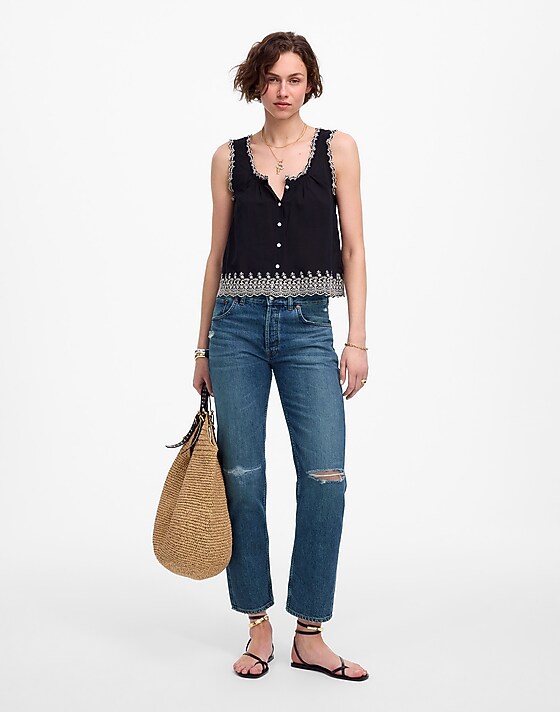 madewell The Dean Easy Straight Crop Jean labette wash