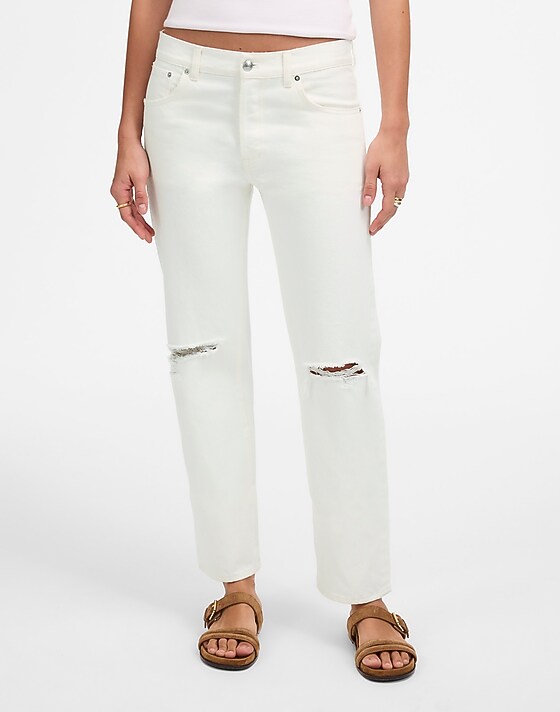 Madewell The Dean Easy Straight Crop Jean Tile White