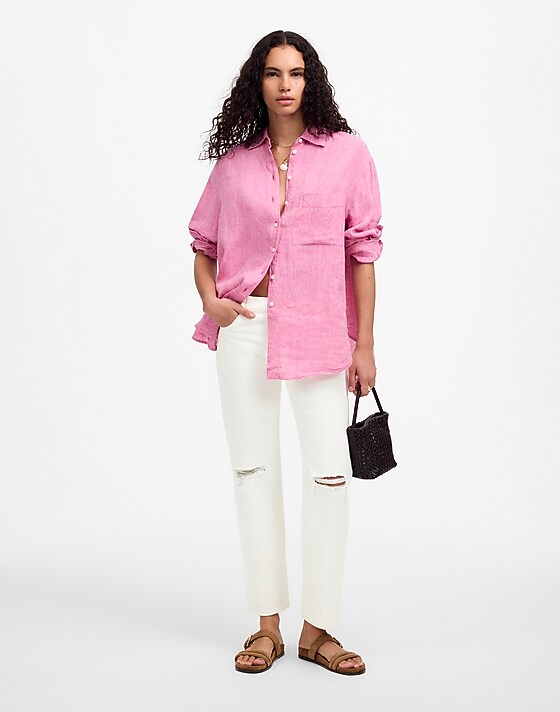 madewell The Dean Easy Straight Crop Jean tile white