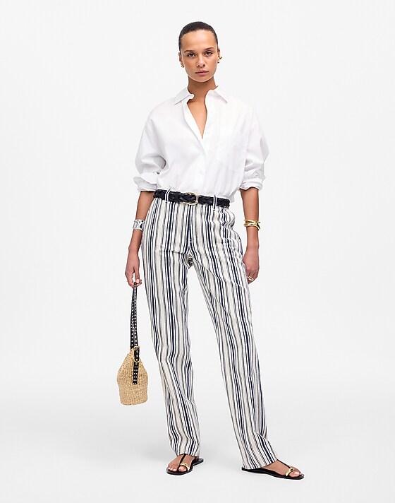 madewell The Dean Easy Straight Pant boardwalk stripe vintage