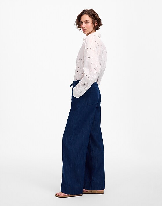 Madewell The Denim Pull-On Wide-Leg Pant Bright Rinse Wash