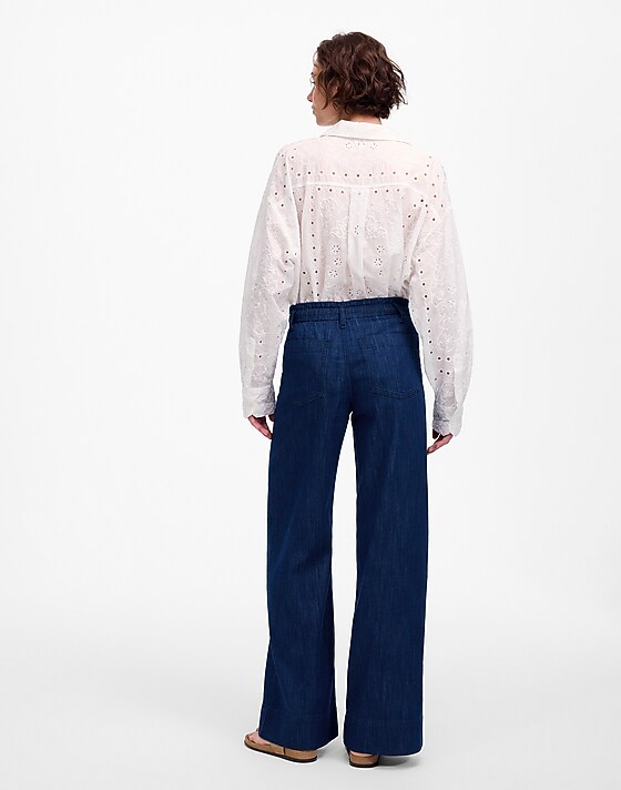 Madewell The Denim Pull-On Wide-Leg Pant Bright Rinse Wash