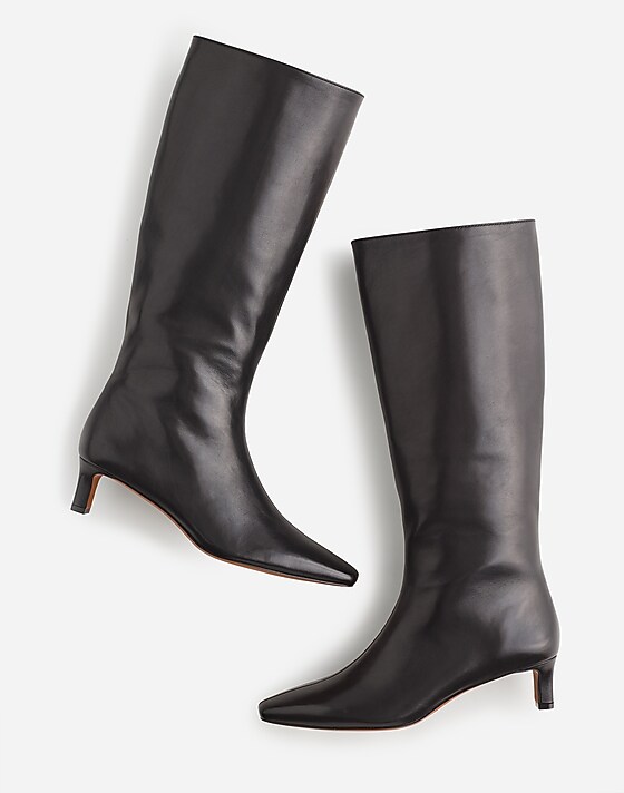 madewell The Dimes Kitten-Heel Knee Boot true black