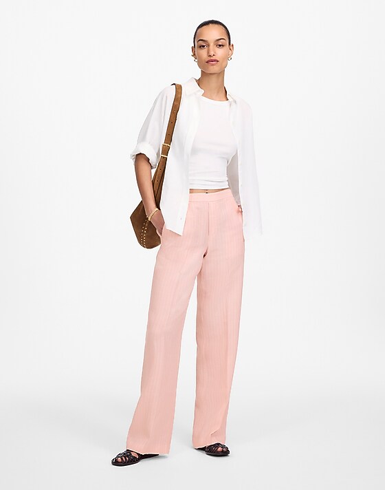 madewell The Easy Pull-On Pant in 100% Linen palest blossom