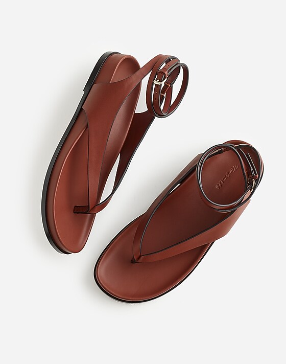 Madewell The Eleni Ankle-Wrap Thong Sandal Cherry Wood