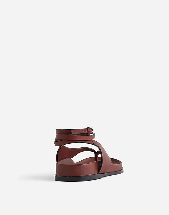 Madewell The Eleni Ankle-Wrap Thong Sandal Cherry Wood