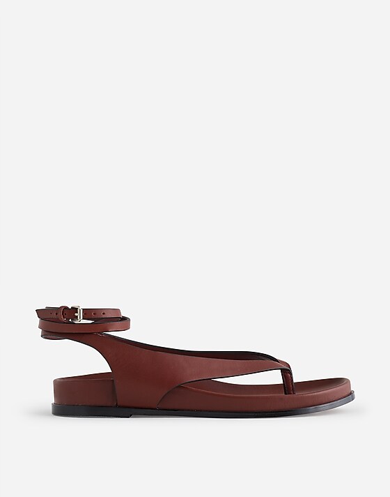 madewell The Eleni Ankle-Wrap Thong Sandal cherry wood