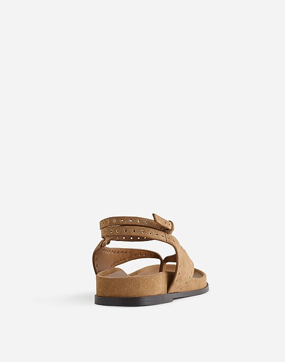 Madewell The Eleni Ankle-Wrap Thong Sandal Tawny Khaki