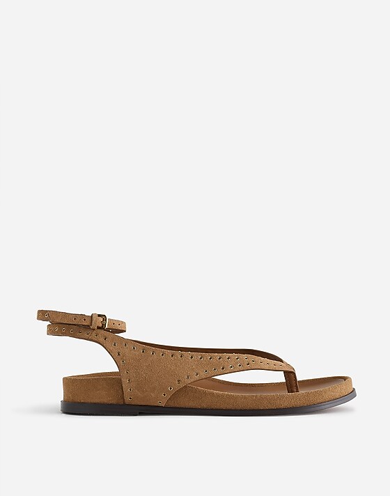 madewell The Eleni Ankle-Wrap Thong Sandal tawny khaki