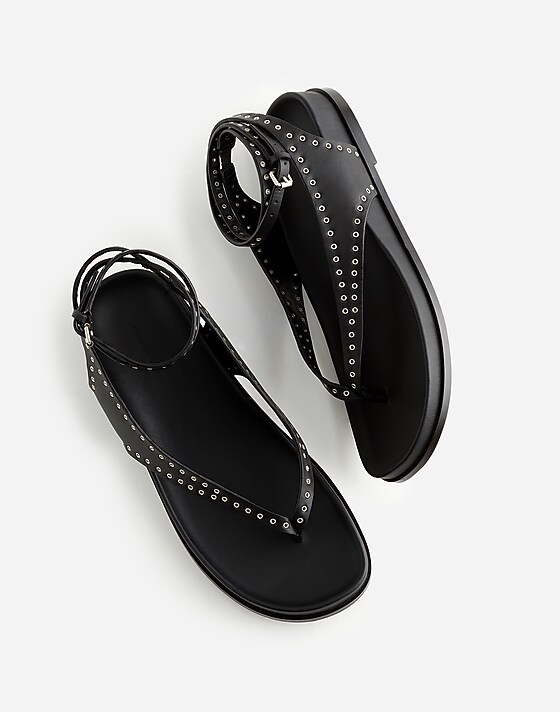 Madewell The Eleni Ankle-Wrap Thong Sandal True Black