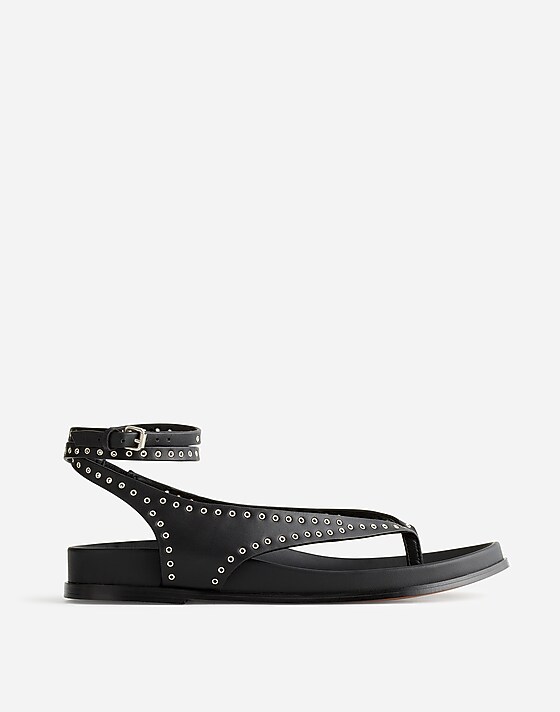 madewell The Eleni Ankle-Wrap Thong Sandal true black