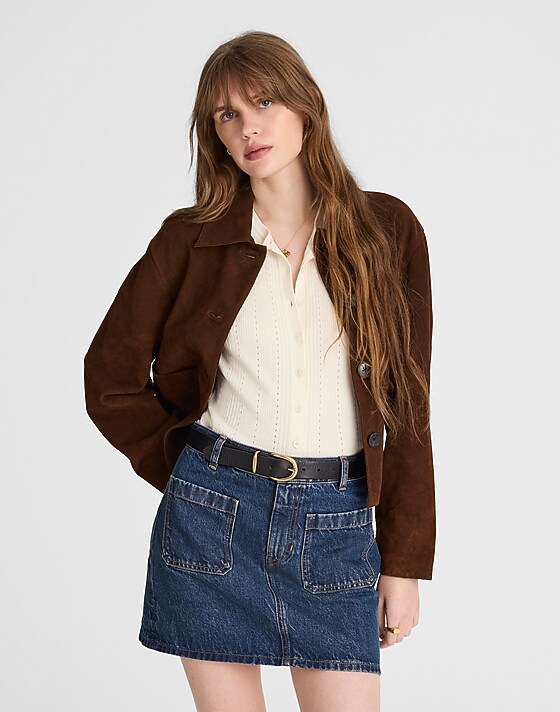 madewell The Emmett Mini Skirt in Greendale Wash greendale wash