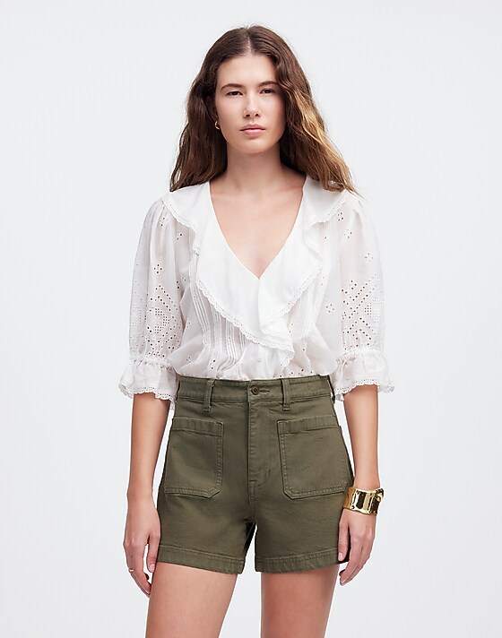 Madewell The Emmett Short In Garment-Dyed Twill: Patch Pocket Edition Safari Khaki