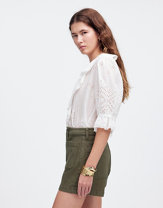 Madewell The Emmett Short In Garment-Dyed Twill: Patch Pocket Edition Safari Khaki