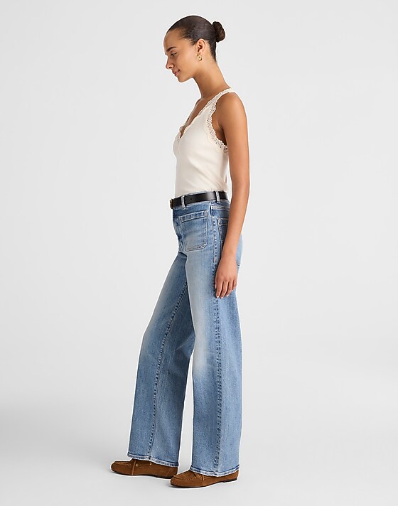 Madewell The Emmett Wide-Leg Full Length Jean: Patch Pocket Edition Atlin Wash