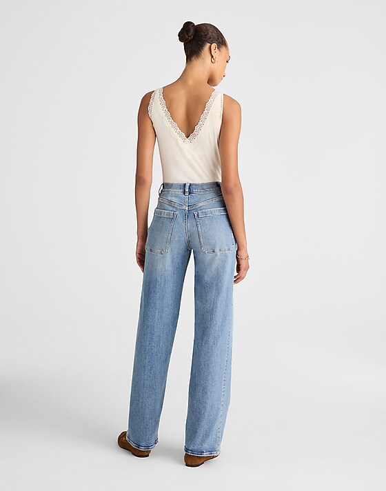 Madewell The Emmett Wide-Leg Full Length Jean: Patch Pocket Edition Atlin Wash