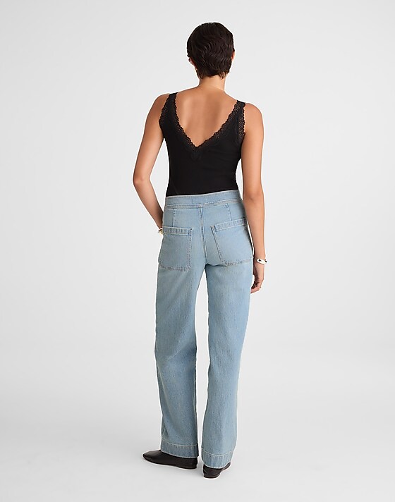 Madewell The Emmett Wide-Leg Full Length Jean: Patch Pocket Edition Logsdon Wash