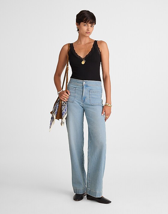 madewell The Emmett Wide-Leg Full Length Jean: Patch Pocket Edition logsdon wash