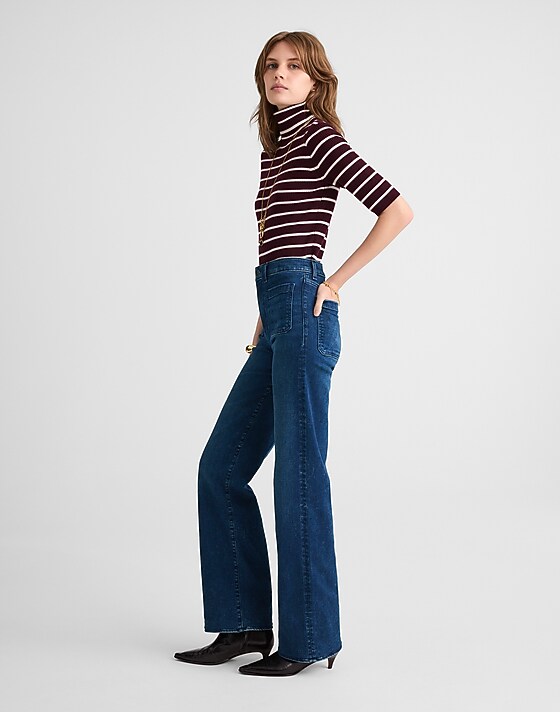 Madewell The Emmett Wide-Leg Full Length Jean: Patch Pocket Edition Nighthawk Wash