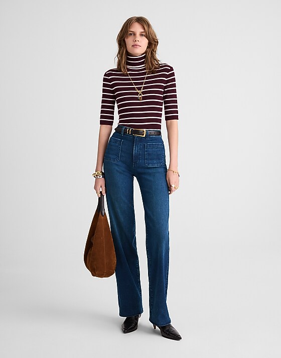 madewell The Emmett Wide-Leg Full Length Jean: Patch Pocket Edition nighthawk wash