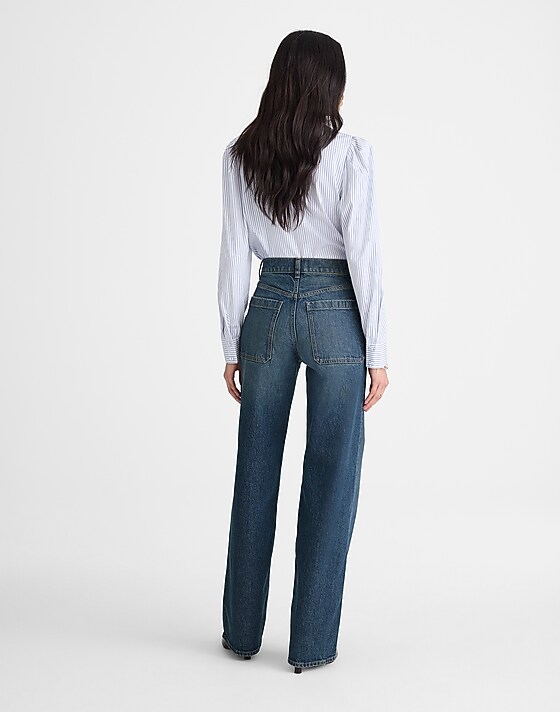 Madewell The Emmett Wide-Leg Full Length Jean: Patch Pocket Edition Greendale Wash