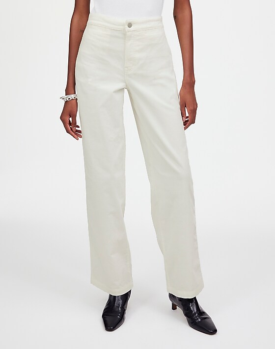 Madewell The Emmett Wide-Leg Pant In Corduroy: Welt Pocket Edition Winter White