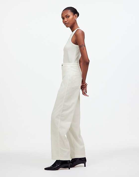 Madewell The Emmett Wide-Leg Pant In Corduroy: Welt Pocket Edition Winter White