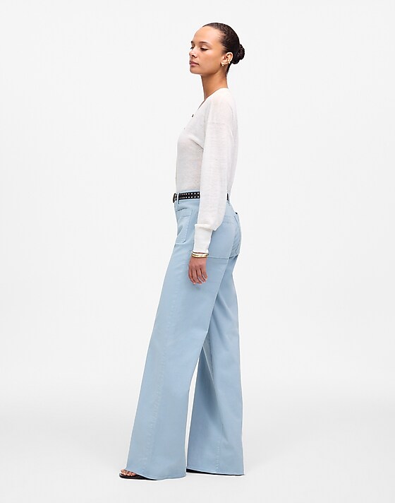 Madewell The Emmett Wide-Leg Pant: Patch Pocket Edition Blue Horizon