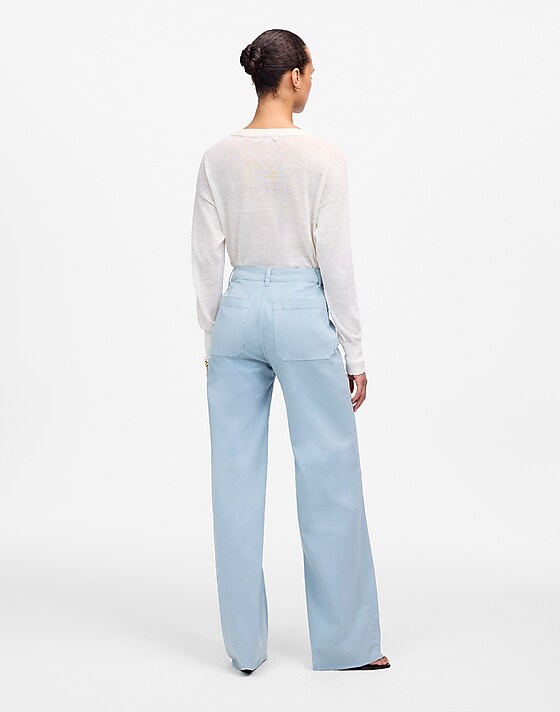 Madewell The Emmett Wide-Leg Pant: Patch Pocket Edition Blue Horizon