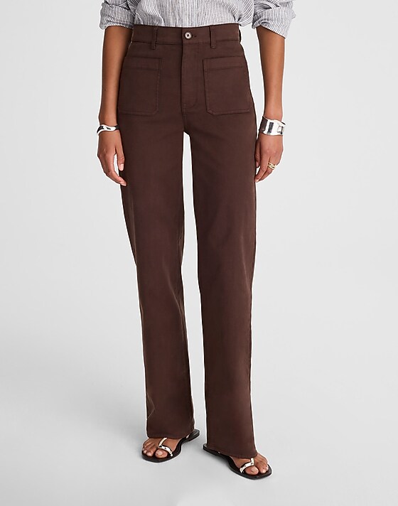 Madewell The Emmett Wide-Leg Pant: Patch Pocket Edition Dark Carob