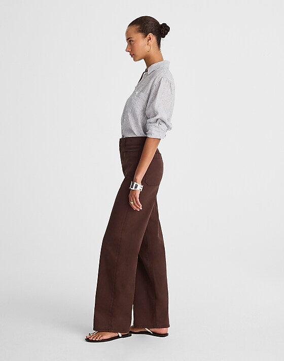 Madewell The Emmett Wide-Leg Pant: Patch Pocket Edition Dark Carob