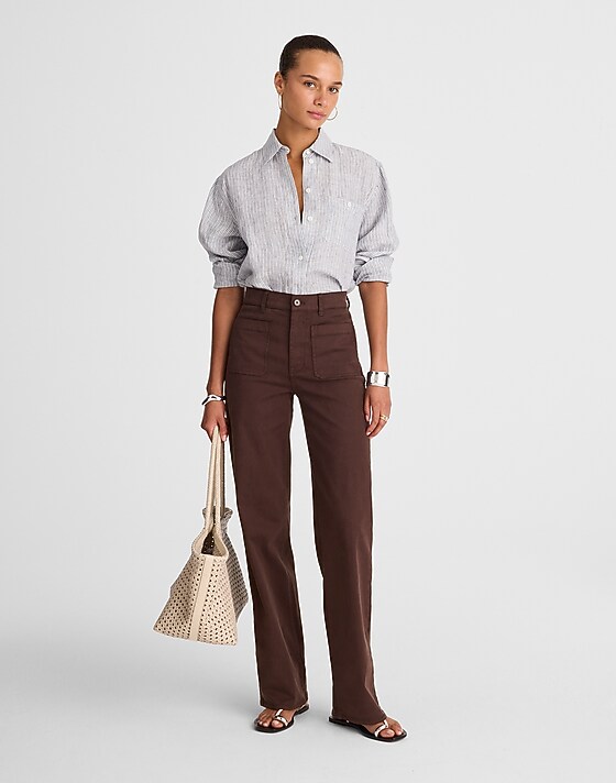 madewell The Emmett Wide-Leg Pant: Patch Pocket Edition dark carob
