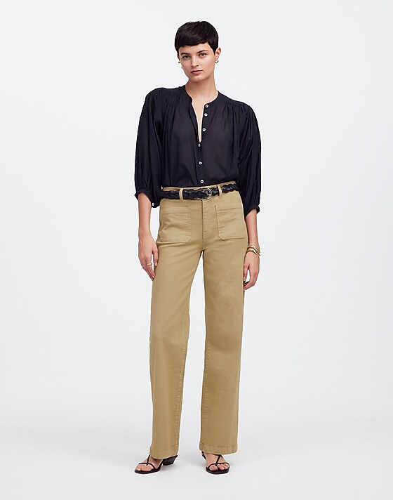 madewell The Emmett Wide-Leg Pant: Patch Pocket Edition heritage khaki