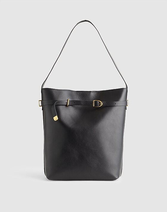 madewell The Essential Belted Bucket Tote true black
