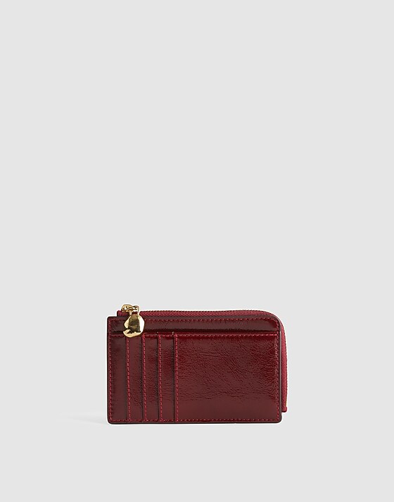 madewell The Essential Zip Card Case Wallet cabernet