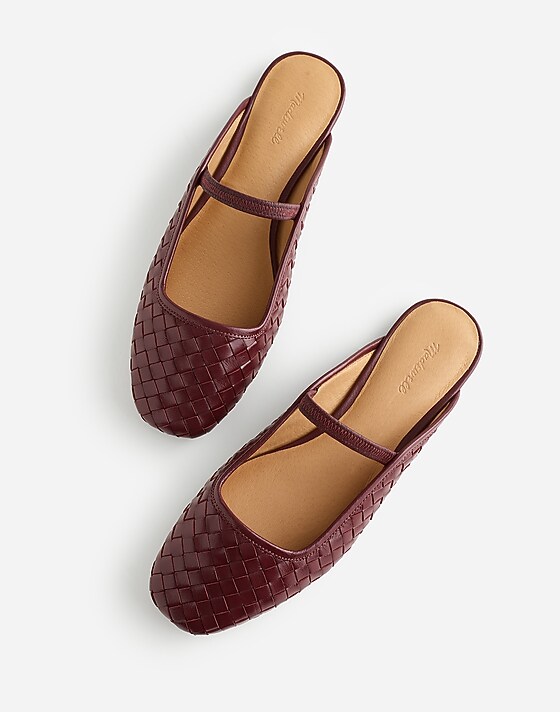 Madewell The Greta Ballet Flat Mule Deep Merlot Weave