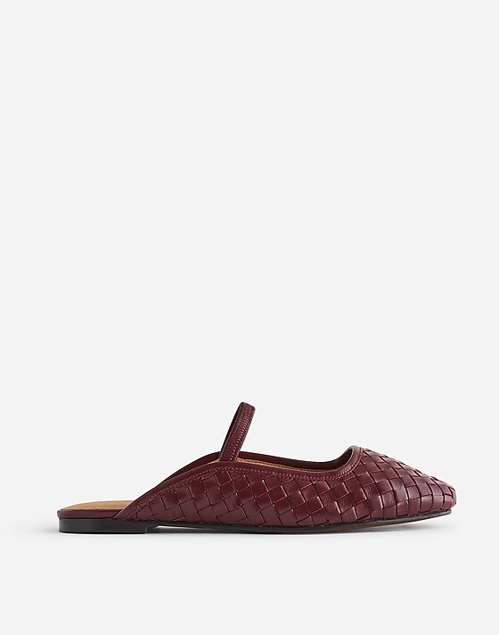madewell The Greta Ballet Flat Mule deep merlot weave