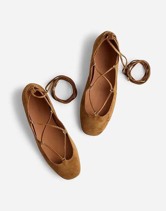 Madewell The Greta Lace-Up Ballet Flat Warm Chestnut