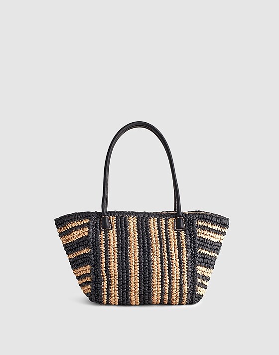 madewell The Handwoven Straw Mini Tote in Wide Stripe natural multi