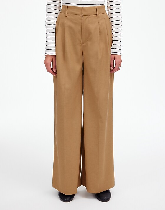 Madewell The Harlow Superwide-Leg Trouser In Brushed Twill Light Neutral