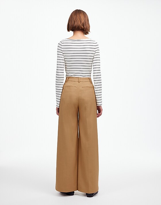 Madewell The Harlow Superwide-Leg Trouser In Brushed Twill Light Neutral